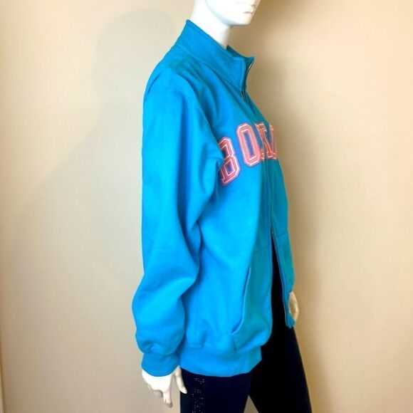 Boston Sweatshirt Full Zip Closure Pink Appliquéd Letters Bay State Apparel Sz M - Picture 4 of 7
